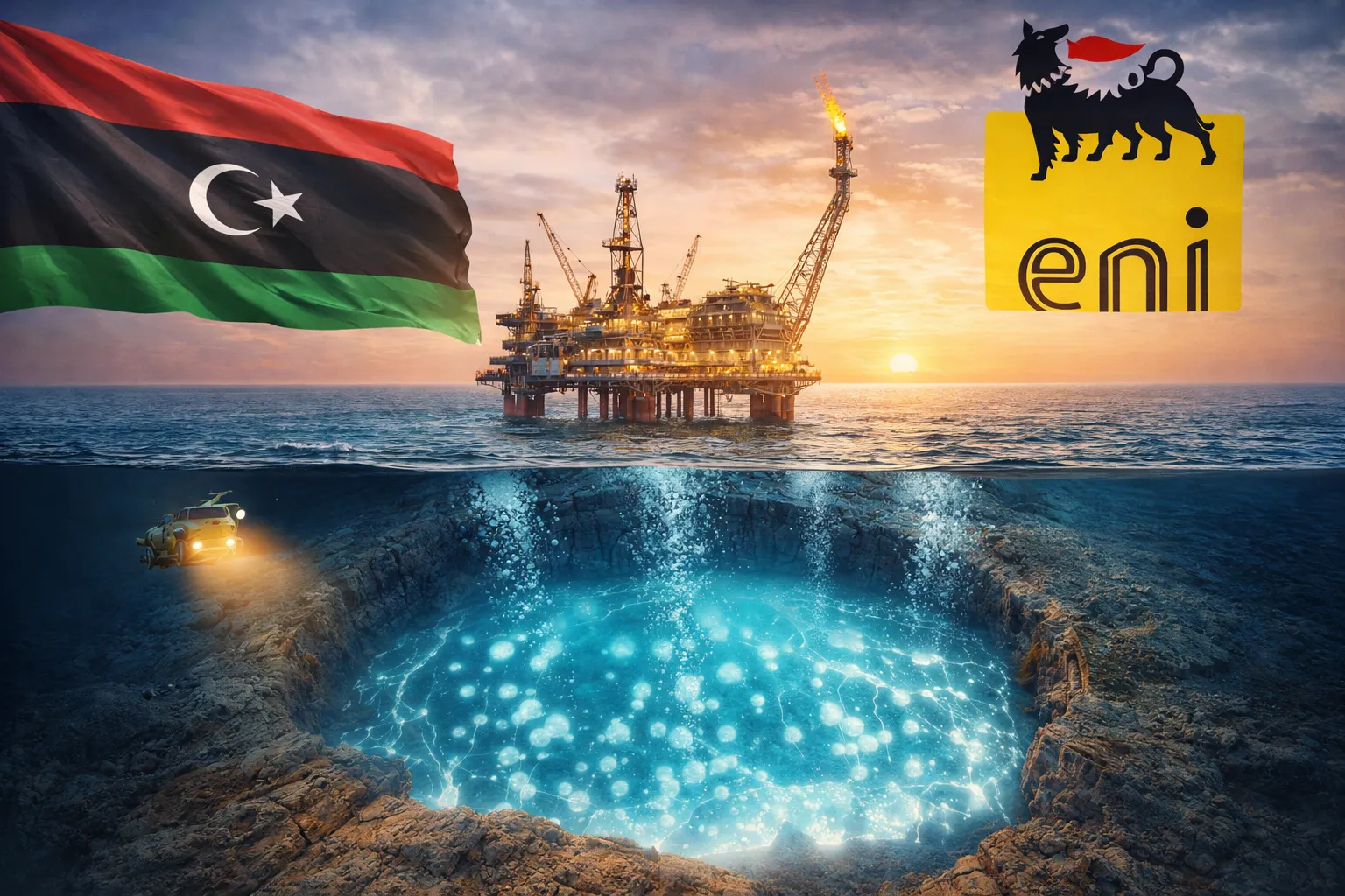 مجموعة إيني تكتشف تريليون قدم مكعبة من الغاز قبالة ساحل ليبيا